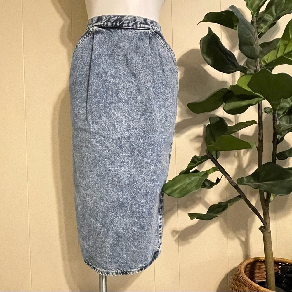 Vintage Acid Washed Denim Pencil Skirt 6